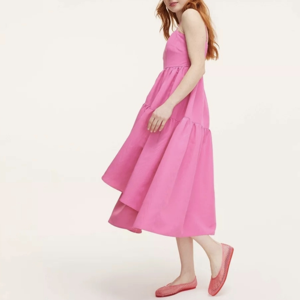 Kate Spade Tiered Ruffle Midi Fit & Flare Pocket Dress PINK - Picture 4 of 6